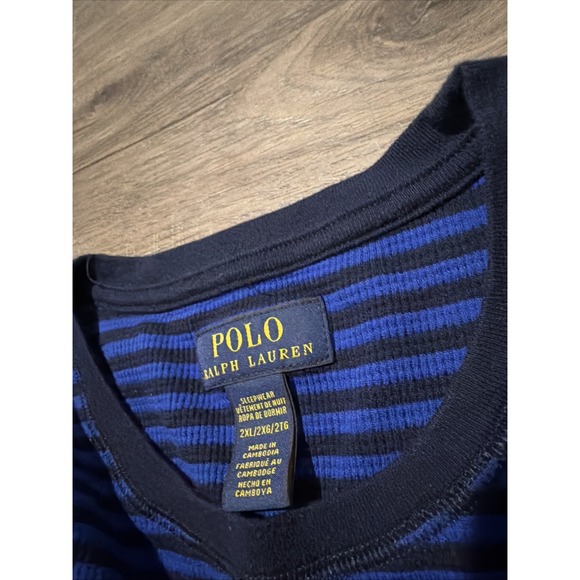 Polo Ralph Lauren Mens 2XL Sleepwear Bear Waffle Knit Long Sleeve Shirt - Picture 3 of 3